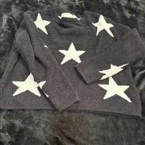Cozy Black Star Crewneck Sweater